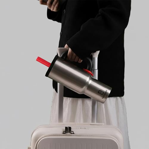 Image of House of Quirk 1200ml Stainless Steel Tumbler with Handle, Straw & Straw Cap | Leakproof Water Bottle | Large Capacity Travel Mug (Chrome)
