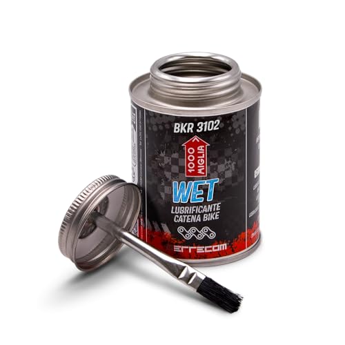 Errecom 1000 Miglia BKR 3102-240 ml Can, Wet Lube Bike Chain, for Wet and Muddy Weather Conditions Brush included