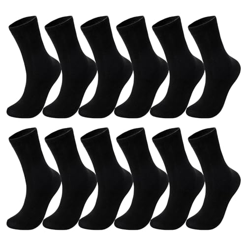 Zuimei 6 Pairs Mens Black Socks Soft Breathable Cotton Dress Crew Socks Suit Sock for Business Work Mens Casual Sock