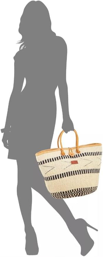 SAWA SAWA Balance Point Handwoven Economical Sisal Straw Tote Bag, Market Grocery Shopping Bags with Leather Strap Handles and Button Closure, Large Straw Shoulder Purse Suitable for Travel - Image 4