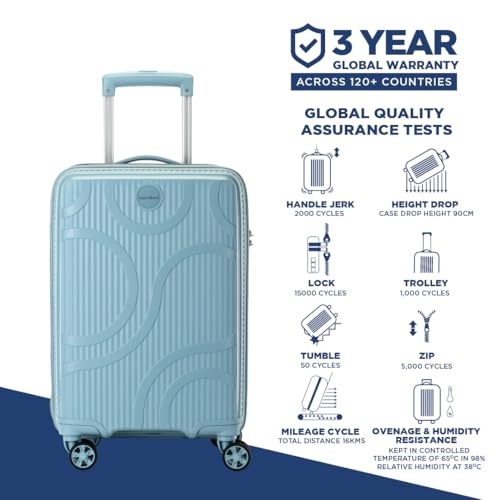 Image of KAMILIANT by American Tourister Selva|Cabin Trolley Bag Small Size (56 cms) for Travel| Hard Case Polypropylene (PP) Suitcase|360 8-Wheel Spinner Luggage Trolley|Combination Lock|Stone Blue