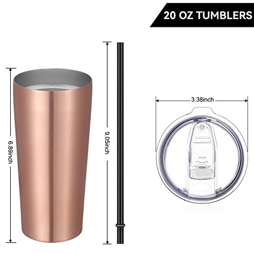 Image of VEGOND 20oz Tumbler Bulk with Lid and Straw 1 Pack, Stainless Steel Vacuum Insulated Tumbler, Double Wall Coffee Cup Travel Mug, Rose Gold