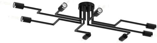 Miniatura 4 de ZGLAOJT Lámpara de techo negra de 8 luces, moderna lámpara de techo semiempotrada, lámpara de metal para granja, comedor, sala de estar, dormitorio,