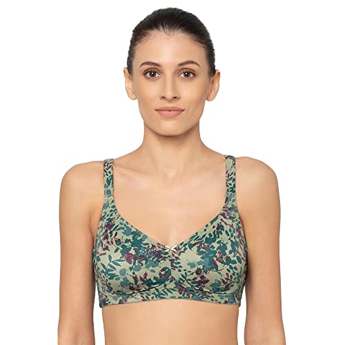 Image of Triumph Minimizer Bra for Women| Non Wired Non Padded| My Flower Series Full Coverage Lingerie Visually Reduces Bust by One Cup Size Wireless Floral Microfiber Support Bra Pack of 1