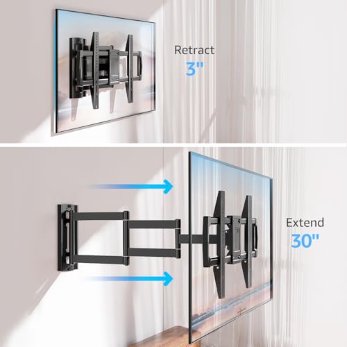 Image of MOUNTUP Full Motion TV Wall Mount with 30 inch Extension & Tilt & Swivel for Most 42-75 Inch TVs, Long Arm TV Mount Corner Bracket Articulating Arm Mount, Max VESA 600x400mm and Up to 77 lbs