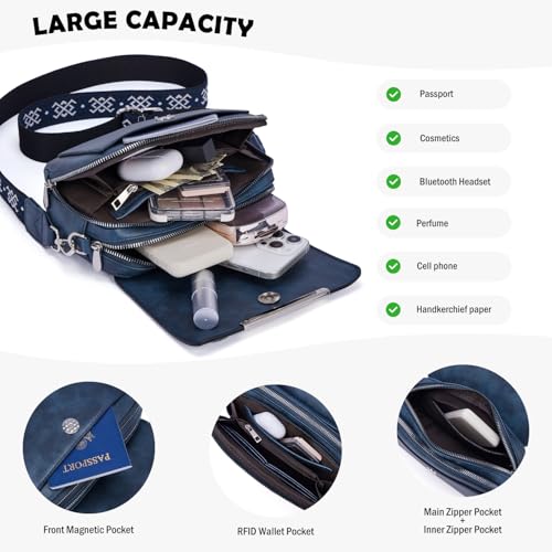 Roulens Crossbody Bags for Women, 2024 Vegan Leather Shoulder Handbags, Cell Phone Leather Handbag for Women with Adjustable Wide Strap - Image 5