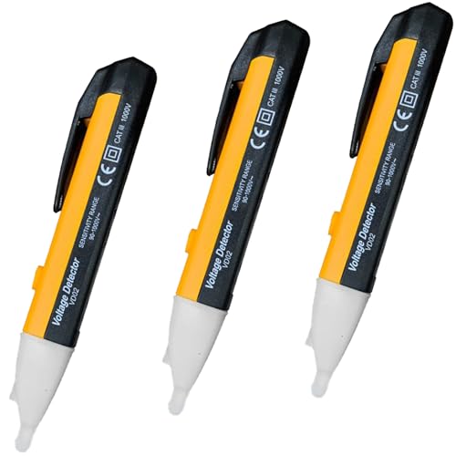 3 Pcs Voltage Tester Pen, Volt Stick,Electric Tester Pen, Non Contact Voltage Tester,Voltage Pen, Tester Range 90v to 1000v with Led Flashlight Adjustable Sensitivity