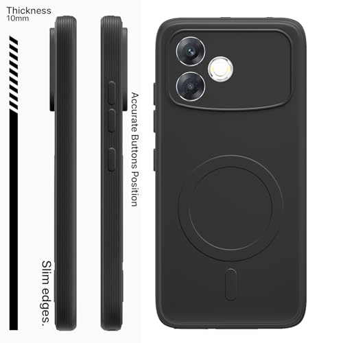 Image of Pikkme Back Cover for Oppo F33 Pro 5G Soft Matte Silicone Mag-Safe Design (Mag-Safe Not Support) Camera Protection | Slim Fit Bumper Cover (Black)