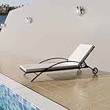 Festnjght Rattanliege Strandliege Mit Rollen Sonnenliege mit Polster & Rollen Relaxliege Gartenmöbel Liege Strandliege Freizeitliege Rollliege Gartenliege Poly Rattan Braun