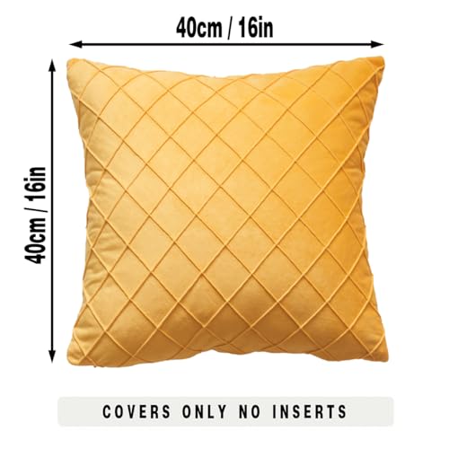 GONOVE Velvet Cushion Covers 40 X 40cm Soft Decorative Throw Pillow Cases Set of 2 Square Pillow Covers Bright Yellow Pillowcases with Invisible Zipper for Home Couch Sofa Bed - Image 2