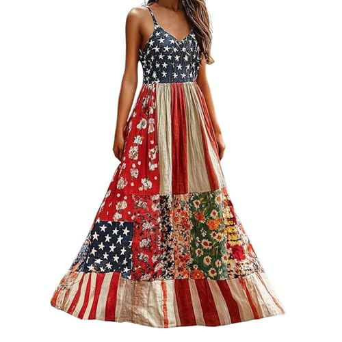 Robe longue femme motif drapeau floral col v manches longues tendance