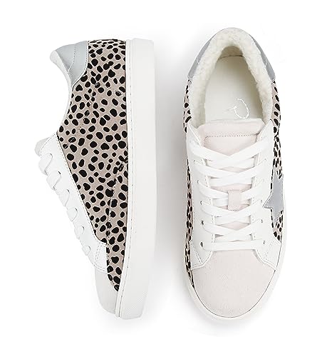 Image of PARTY Women's Fashion Sneaker Lace Up Low Top Comfortable Cushioned Walking Shoes,Spooky,Cheetah,9