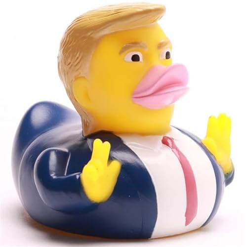 Duckshop I Badeente Donald Trump| Quietscheente | Quietscheentchen L: 9 cm I Geschenk Amerika-Fans I Präsent Sammler I Souvenir