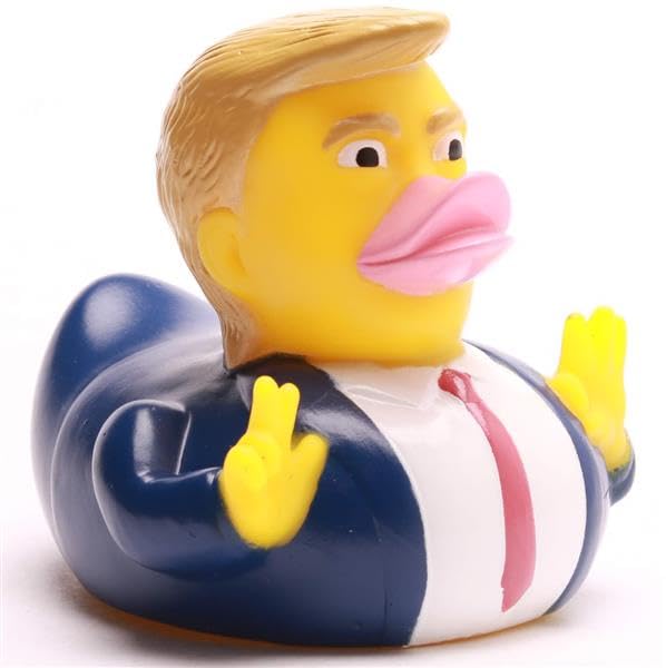 Duckshop I Badeente Donald Trump| Quietscheente | Quietscheentchen L: 9 cm I Geschenk Amerika-Fans I Präsent Sammler I Souvenir