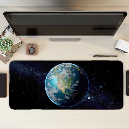 Image of Earth XL Extended Gaming Mouse Pad | XXL Large Desk Mat 60x30cm for Laptop & PC | Non-Slip Rubber Base, Waterproof, Durable & Smooth Surface | Office, Gaming & Study
