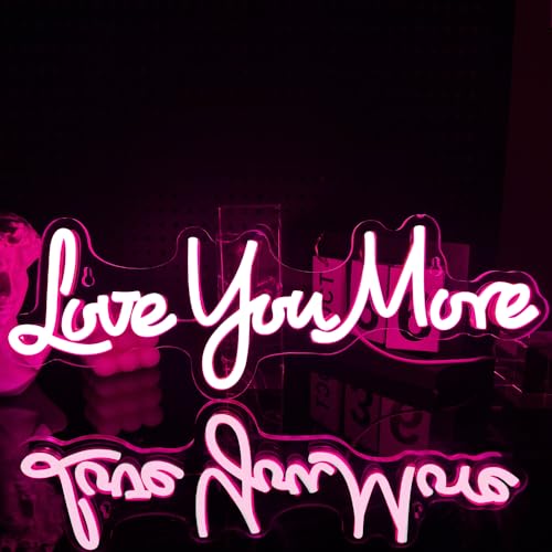 Love You More Neon Signs for Wall Decor, Love Neon Sign for Girls Bedroom Decoration, USB Powered LED Neon Light Sign for Wedding Party Birthday Valentine's Day Gift - Image 2