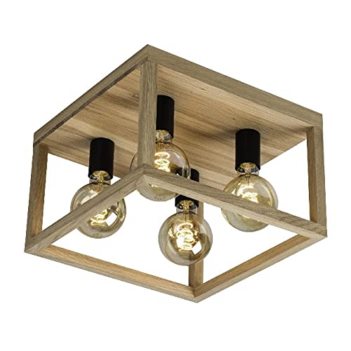 Plafonnier Cubos III Homemania pour illuminer un salon chaleureux en bois
