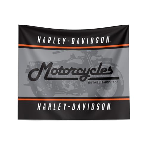 Northwest Harley-Davidson Wall Hanging Banner Printed Woven Motorcycle Tapestry Dcor Vintage Stripes 34 x 40 in