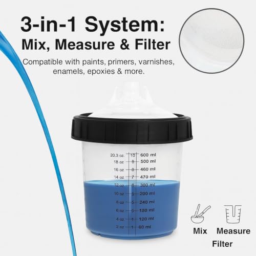 Image of Disposable Paint Cups System 20oz(600ML) with lids for HVLP /LVLP Spray Guns