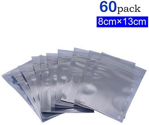 MZMing 60 Pack Antistatic Resealable Bag 8 X13cm Strong and practical ESD Anti-Static Shielding Zip Lock Grip Seal Bags Translucence & Reusable for SSD HDD and Electronic Device