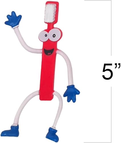 Miniatura 3 de ArtCreativity Figuras de cepillo de dientes flexibles, 12 juguetes dentales para niños, regalos de oficina de dentistas, juguetes de cepillo de