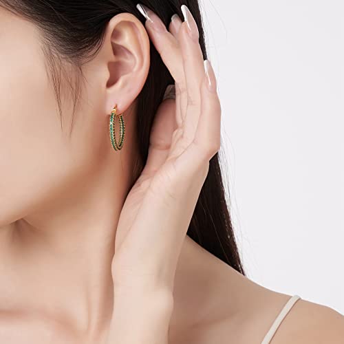 925 Sterling Silver Post Hoop Earrings for Women Gilrs Multcolors Cubic Zirconia 14K Gold Plated Chunky Silver Gold Hoop Earrings weinuo Jewelry4