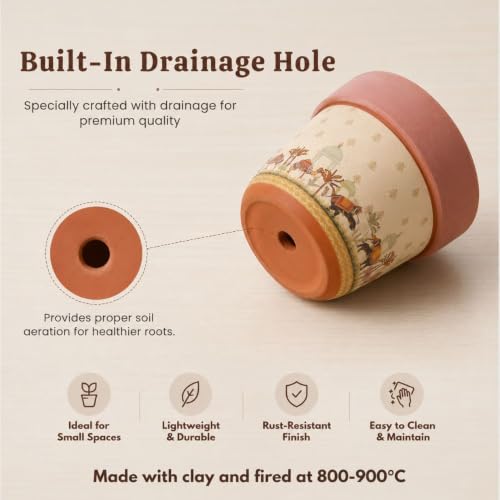 Image of Urban Upvan Decorative Terracotta Baby Pink Multi-Shades Planter Pot for Home & Garden | Indoor Outdoor Flower Pot for Balcony, Living Room, Office & Table Decor (Pack of 1)