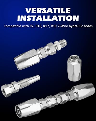 Image of SPARKWHIZ Hydraulic Hose Repair Kit, 3 /8 inch Inner Diameter Reusable, 2-Wire Reusable Hydraulic Repair Fitting (Pack of 2)