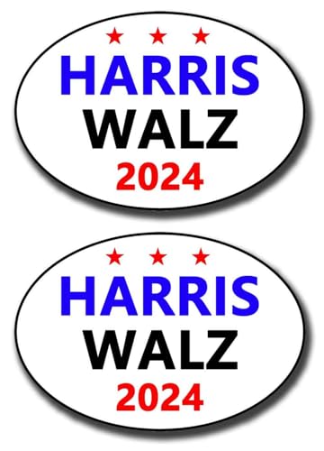 2 Pack Harris Walz 2024 Magnet Kamala Harris Tim Walz Waltz for President Oval Car Magnet Auto Truck Fridge Magnetic Decal Bumper Magnet