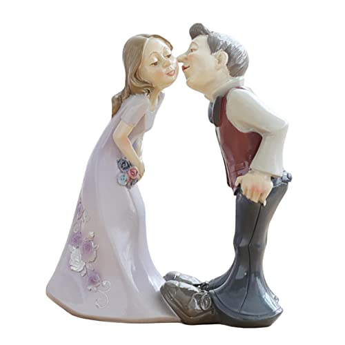 Duiaynke Estatua romántica de pareja para enamorados, escultura artística, estatuas de recién casados para escritorio, armario, decoración del hogar (besos)