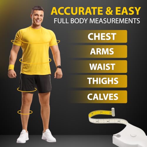 Image of Perfect Body Tape Measure - 80 Inch Automatic Telescopic Tape Measure - Retractable Measuring Tape for Body: Waist, Hip, Bust, Arms, and More (White - 80 inch)
