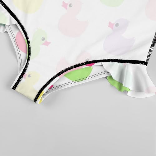 Image of Girls One Piece Swimsuit Cute Alpacas Hearts Stars Ruffles Swimwear Bathing Suits 3-12 Years