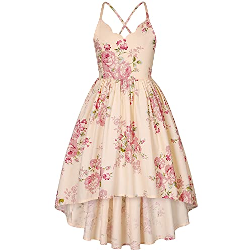 Girls Dress Casual Clothes Above Knee Floral Printed Dresses Backless Summer Dresses …