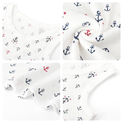 3 Pack Baby Tanktops Kinder Baumwolle Unterhemden Ärmellose Weste Jungen Atmungsaktiv Mesh Base T-Shirt Tops, Weiß 120