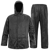 VUVEA Men's Lightweight Waterproof Rain Suit - Reflective Jacket & Pants with Hood for Outdoor Work...
