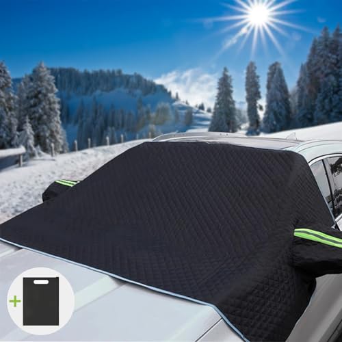 Image of Windshield Cover for Ice and Snow, Double Sided Heavy Duty 600D Oxford Fabric, Car Snow Cover with Side Mirror Cover and Night Reflective Tape, Fit Cars, SUVs, Vans, Truck