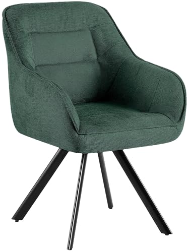 CLP Chaise pivotante Pettuli, Fauteuil pivotant à 180° avec accoudoirs et Dossier, Chaise rembourrée supportant jusqu'à 150 kg, Couleur:Vert,...