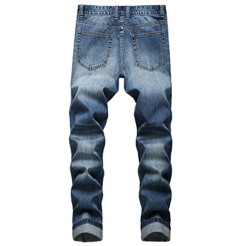 Ahabikas Men's Ripped Jeans Slim Fit Jeans For Men(Dark Blue Ly035,40) #TOP1
