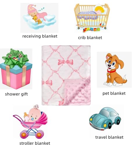 Image of Baby Blanket, Soft Minky Warm Blanket for Boy or Girl, Receiving Blanket with Double Layer Dotted Backing for Newborns Nursery Stroller Toddlers Crib Bedding (30 x 40 Inch) Sunflower (Pink Bow)