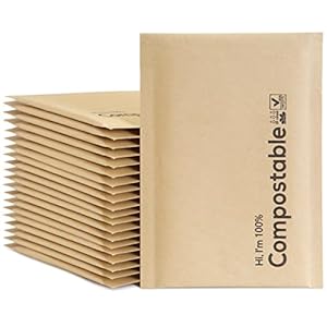 6×10 100% Biodegradable Bubble Mailers,25 Count Kraft Brown #0 Compostable Padded Packaging Wrap Envelopes Pouches Eco Friendly Self Seal Bags