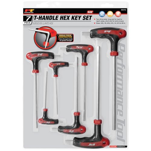 Image of Performance Tool W1711 SAE T-Handle Hex Key Set, 7-Piece