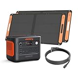 Jackery Explorer 1000V2 Portable Power Station (2024 New) + 2x 100W Solar Panels + 5M Extension Cable, 1070Wh LiFePO4, 1500W AC & 100W USB-C Output, 1-Hour Fast Charge