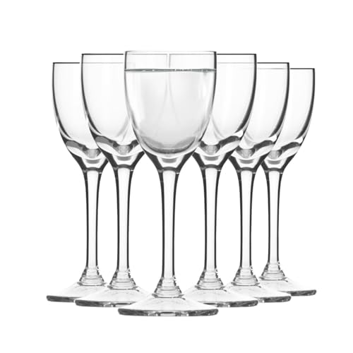 Krosno - Vodka Glasses with Stem | Set of 6 | 0.85 oz | Mixology Collection | Elegant Stemmed Glassware | Crystalline Clarity | Timeless Design for Every Occasion | Ideal for Home and Parties