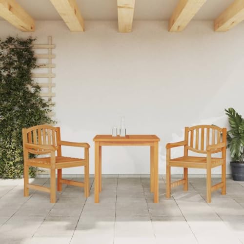Vetnasa Juego de Comedor para jardín 3 pzas Madera Maciza de Teca Mobiliario, Muebles de jardín, Conjuntos de jardín Marrón 41,75 KG