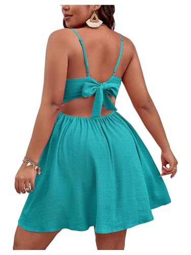 Image of Floerns Women's Plus Size Cut Out Twist Front Sleeveless Flare Hem Cami Dress
