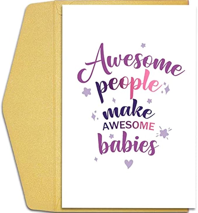 Qiliji Baby Shower Card for New Dad Mom, New Baby Card, Congratulation Card for New Parents, Awesome People Make Awesome Babies