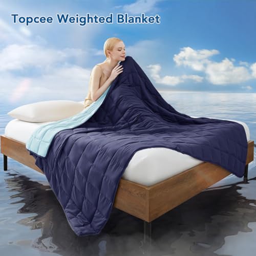 Topcee Weighted Blanket for Adults (15 lbs, 60" x 80") Queen Size Soft Cooling Heavy Blanket Sleeping, Apply to 130-160 lbs Body, Thick Breathable Blanket with Glass Bead, Easy Care