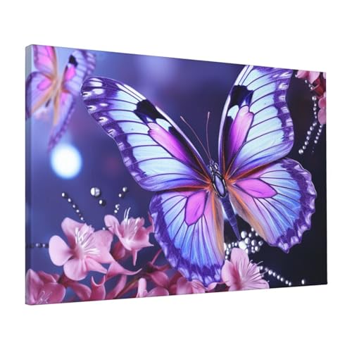 Toile de papillon violet affiche murale à suspendre dans une chambre