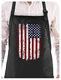 4th of July Vintage Distressed USA Flag BBQ American Flag Cooking Chef Apron One Size Black