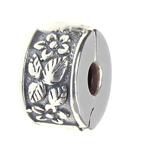 Flower Clip .925 Sterling Silver Spacer/Stopper Charm Fit 3mm Size Bracelet
